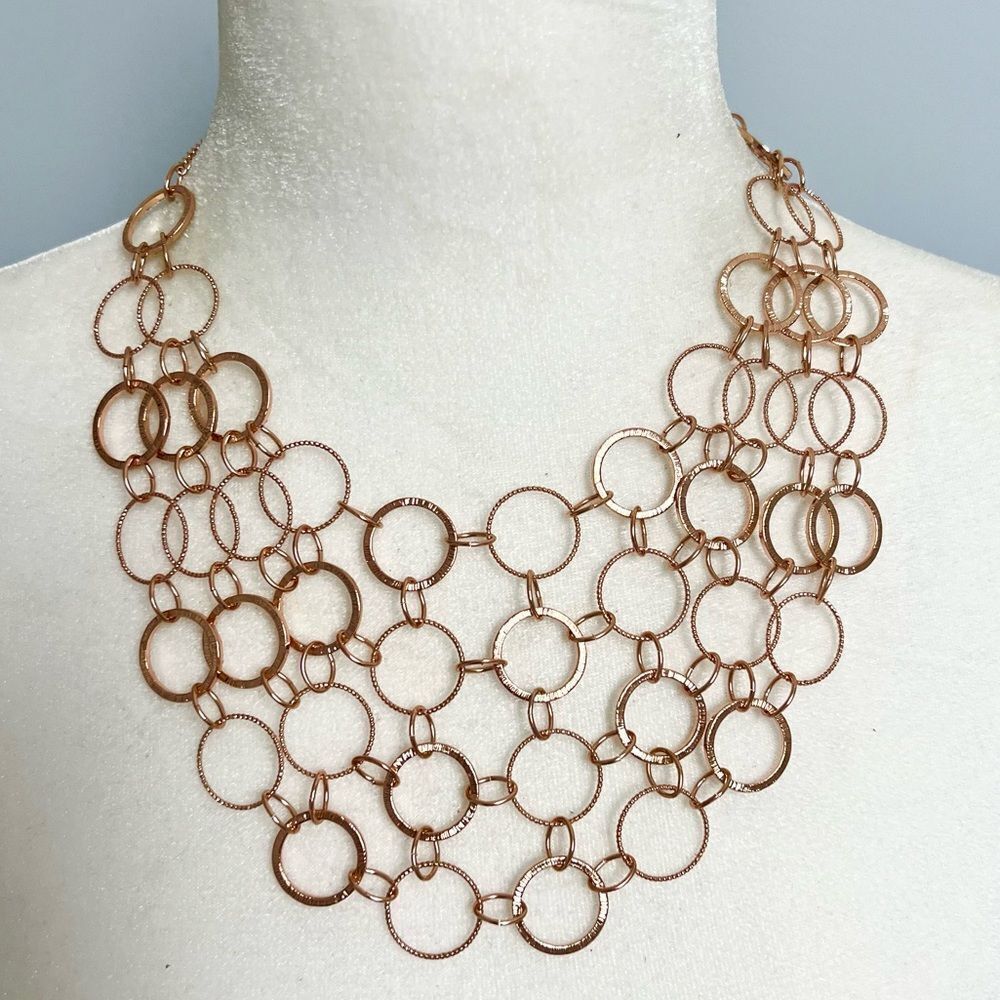 New Ballet Gold Circular Chain Link Dramatic Statement Bib Necklace